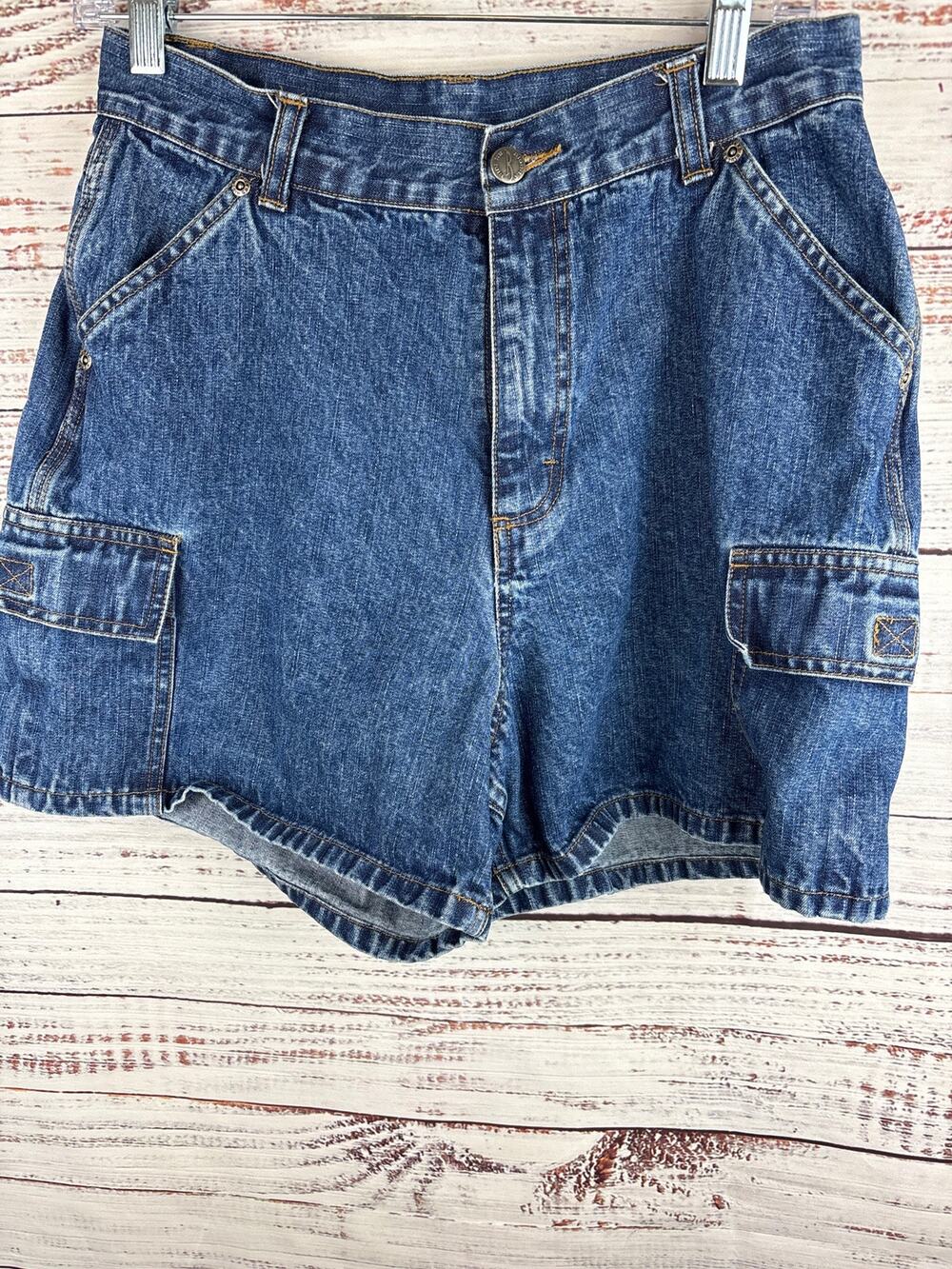 VTG 90s Lee Riders Denim Cargo Jean Shorts Baggy Utility Cotton Womens Size 10